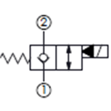 單止回,口2封閉,通電時雙向流動常閉型提動軸型電磁方向閥